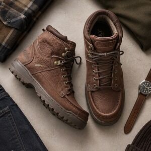 Rocky Gore-Tex Boots Men 8 Brown Good Leather Waterproof Moc Toe Made in USA